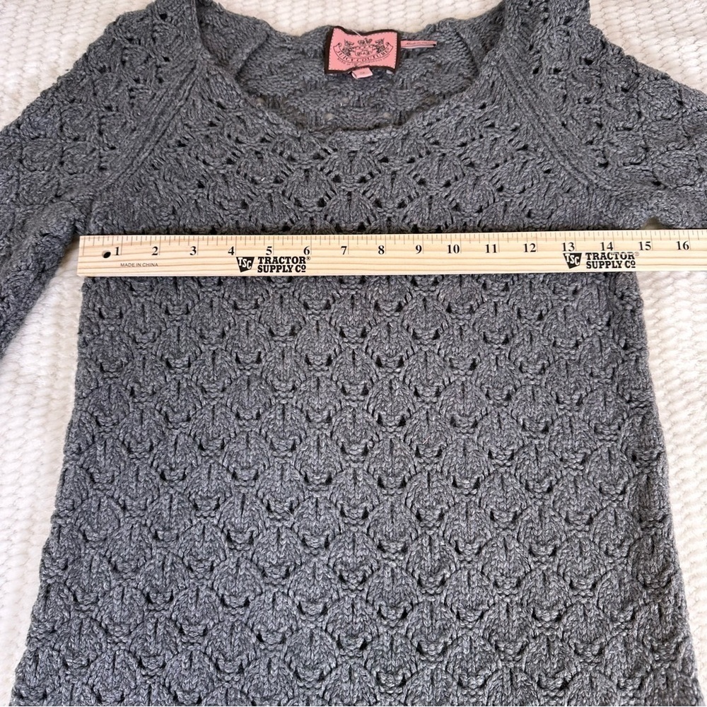 Juicy Couture Womens Small 3/4 Sleeve Crochet Dress Gray Fall Layered Tunic - Picture 9 of 10
